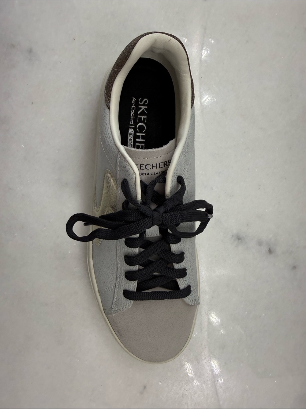 Skechers Men's Light Gray and Black Lace-Up Sneaker